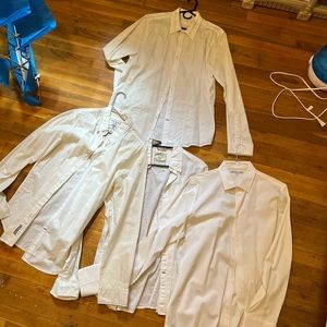 Four Mens button down dress shirts white